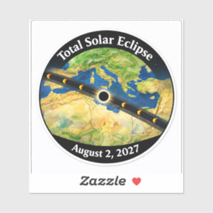 Sticker Carte de l'éclipse solaire totale 2027