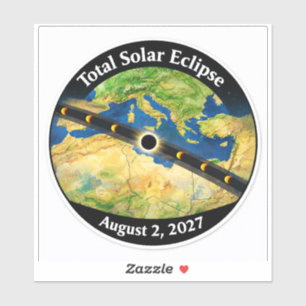 Sticker Carte de l'éclipse solaire totale 2027