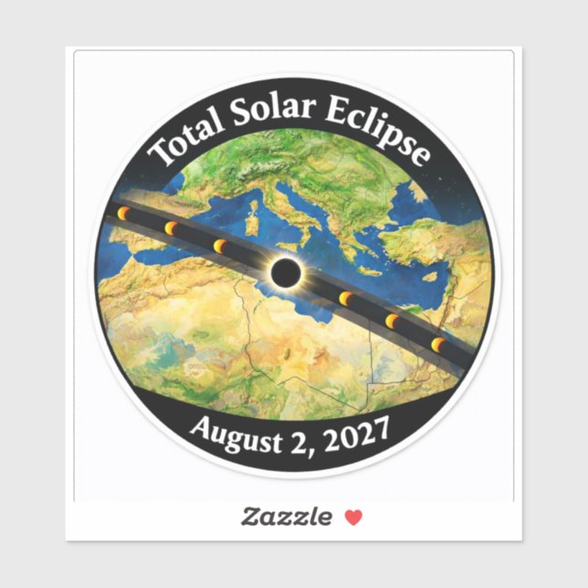 Sticker Carte de l'éclipse solaire totale 2027 (Feuille)