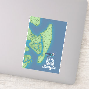Sticker Carte de l'île Jekyll Géorgie États-Unis