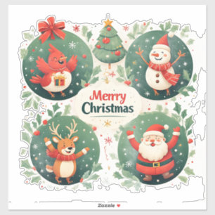 Sticker Carte de Noël festive et joyeuse