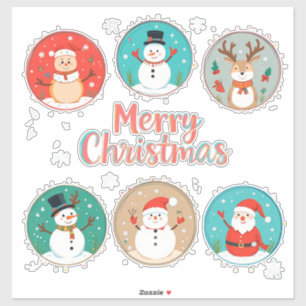 Sticker Carte de Noël festive joyeuse