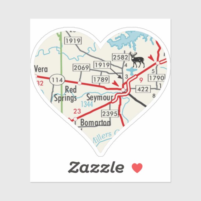 Sticker Carte de Seymour Texas (Feuille)