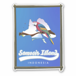 Sticker Carte de voyage de l'île de Samosir Indonésie