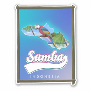 Sticker carte de voyage de l'île de Sumba en Indonésie
