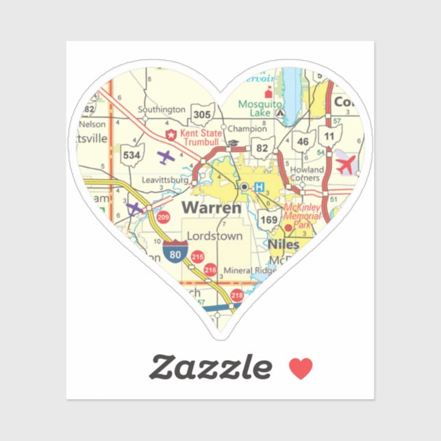 Sticker Carte de Warren Ohio (Feuille)