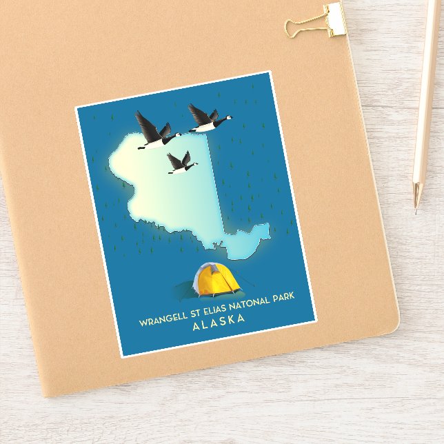 Sticker carte de Wrangell St Elias Alaska (Carnet)