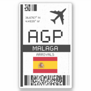 Sticker Carte d'embarquement AGP Malaga - Espagne Aéroport