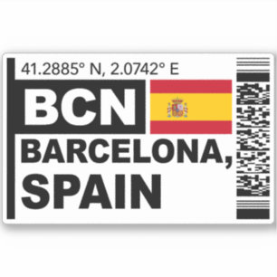 Sticker Carte d'embarquement BCN Barcelone - Voyage en Esp