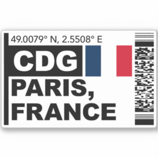 Sticker Carte d'embarquement CDG Paris - Voyage en France