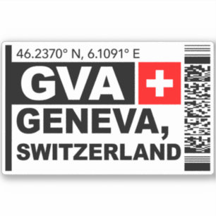 Sticker Carte d'embarquement GVA Genève - Voyage en Suisse
