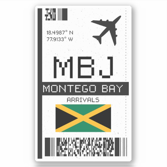 Sticker Carte d'embarquement MBJ Montego Bay - Jamaica Tra (Devant)