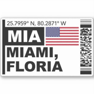Sticker Carte d'embarquement MIA Miami - Voyage en Floride