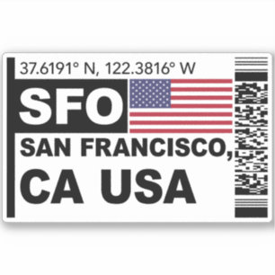 Sticker Carte d'embarquement SFO San Francisco - Voyage en