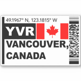 Sticker Carte d'embarquement YVR Vancouver - Voyage au Can