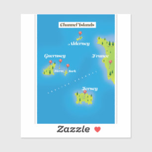 Sticker Carte des îles Anglo-Normandes affiche.