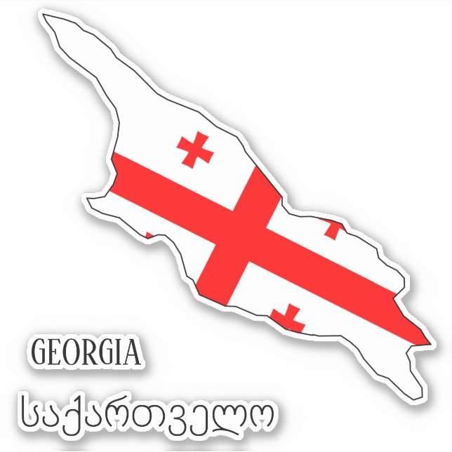 Sticker Carte du drapeau de la Géorgie (Devant)