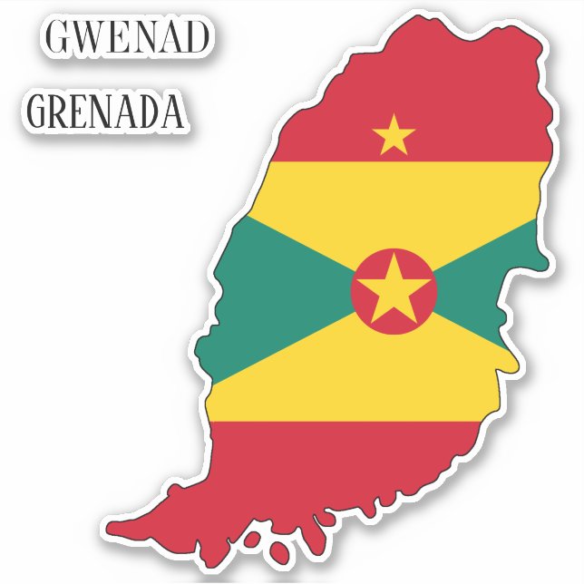 Sticker Carte du drapeau de la Grenade (Devant)
