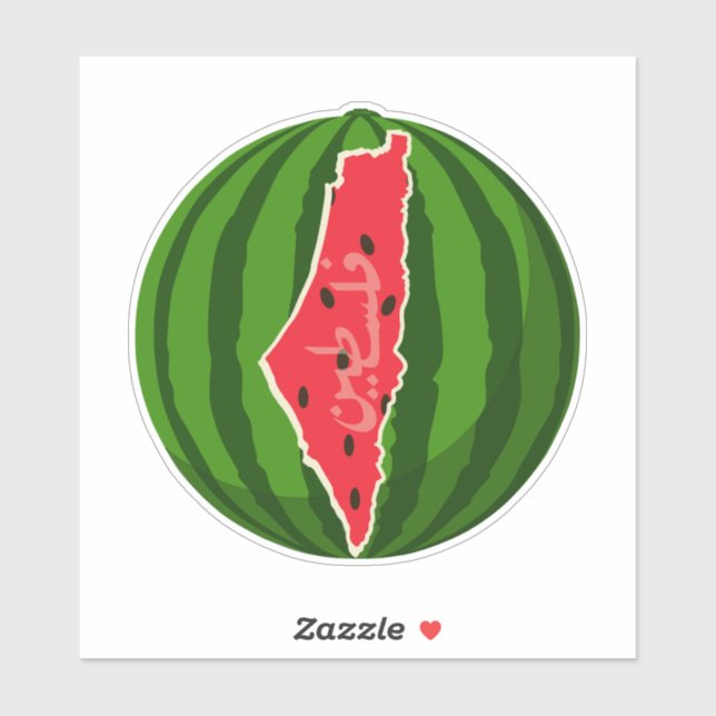 Sticker Carte du drapeau de la pastèque palestinienne. Pal (Feuille)