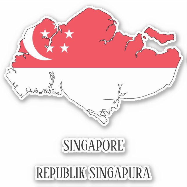 Sticker Carte du drapeau de Singapour (Devant)