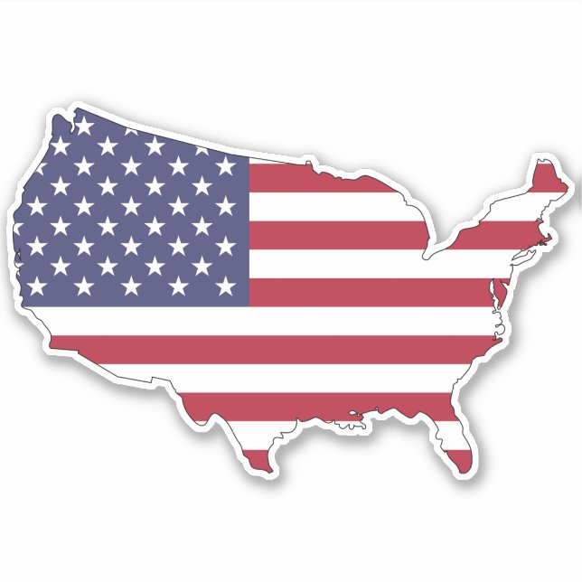 Sticker Carte du drapeau des États-Unis Bleu rouge rayures (Devant)