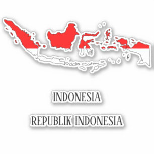 Sticker Carte du drapeau indonésien