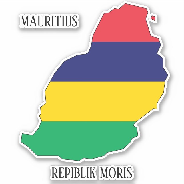 Sticker Carte du Drapeau Maurice Patriotique (Devant)