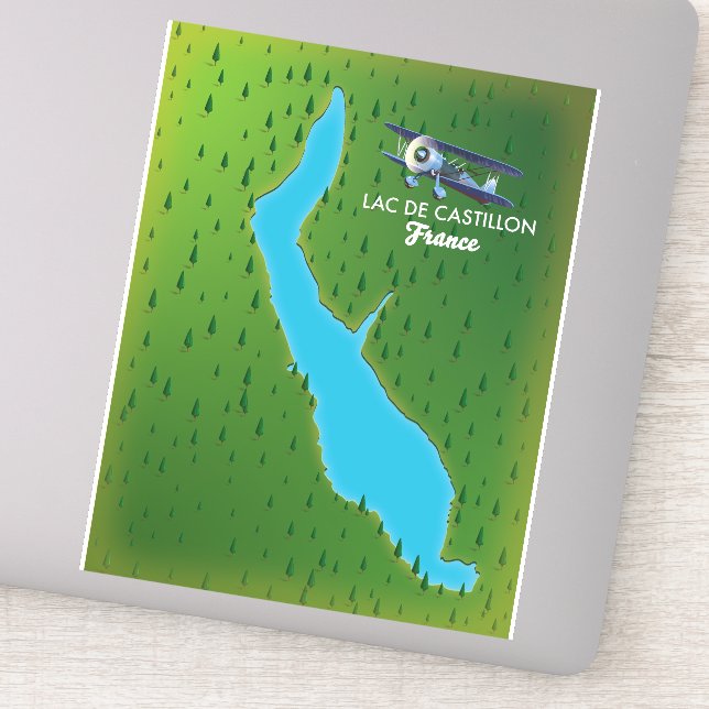 Sticker Carte du Lac de Castillon France (Détail)