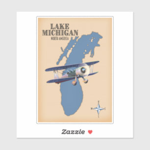 Sticker Carte du lac Michigan en Amérique du Nord