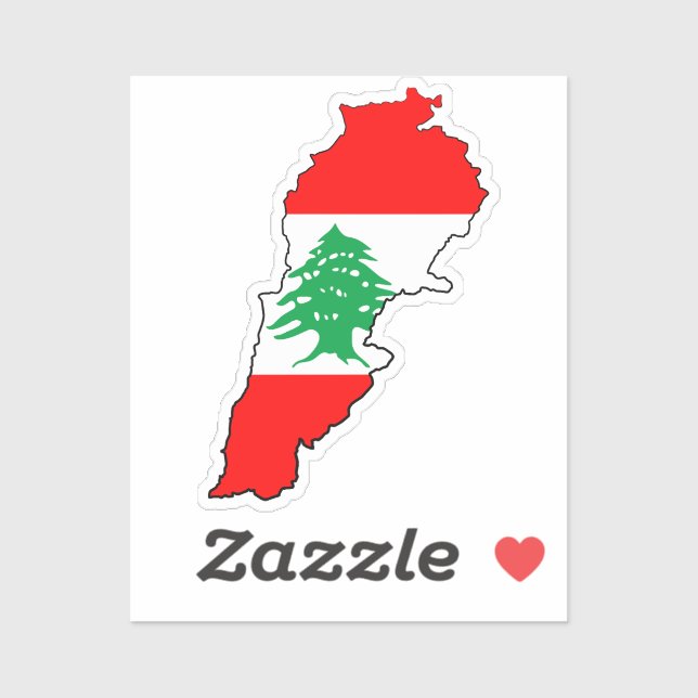 Sticker Carte du Liban avec drapeau (Feuille)