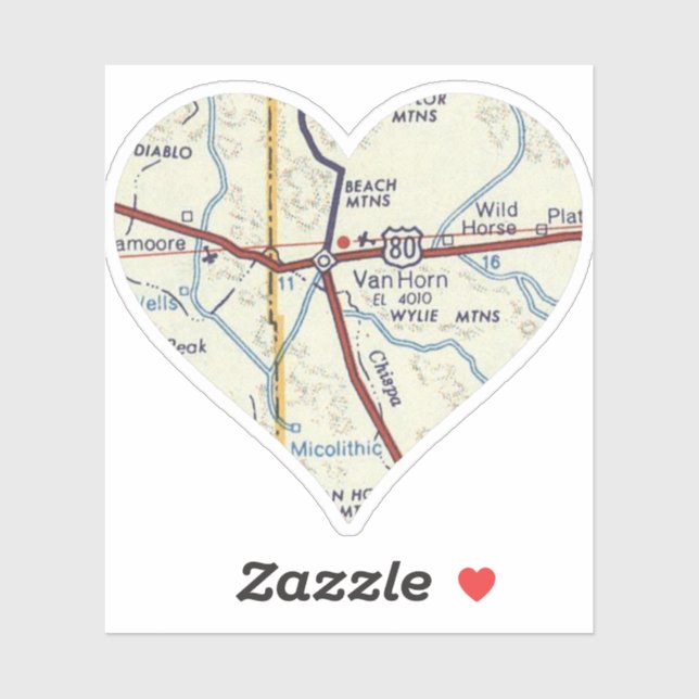 Sticker Carte du métro Van Horn Texas (Feuille)