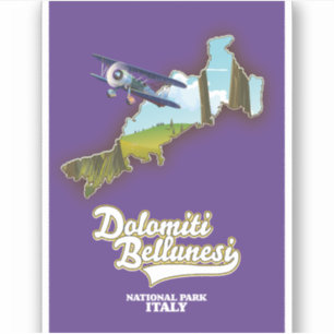 Sticker carte du parc national de dolomiti bellunesi
