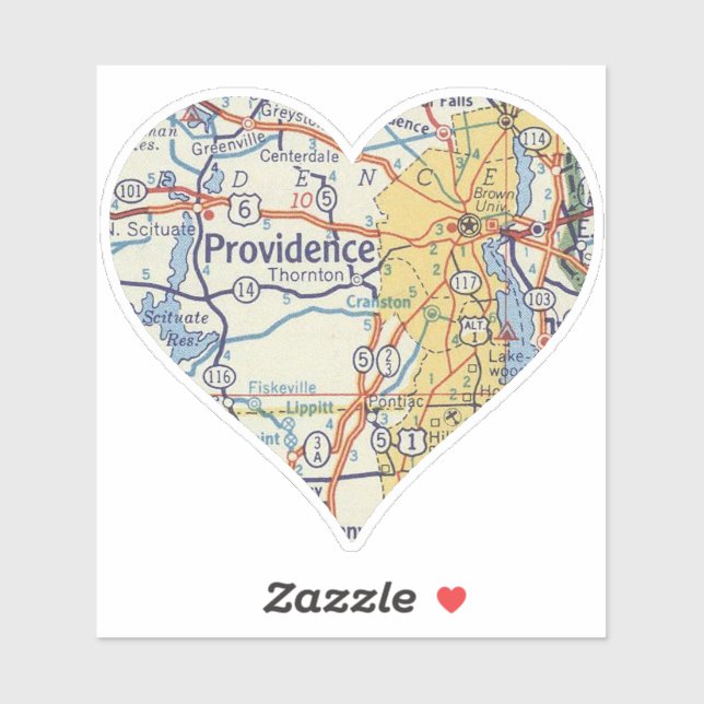 Sticker Carte du RI Providence (Feuille)