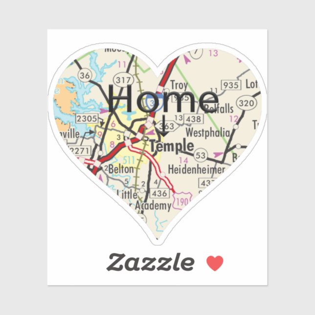 Sticker Carte du Temple Texas (Feuille)