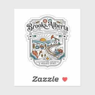 Sticker Carte illustrée de Brooks Alberta Canada