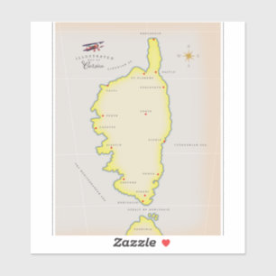 Sticker Carte illustrée de Corse