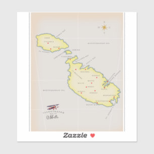 Sticker Carte illustrée de Malte