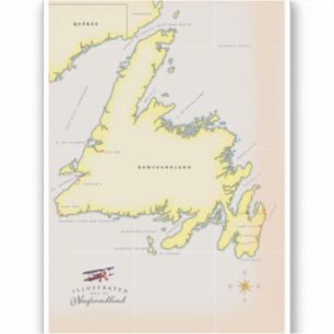 Sticker Carte illustrée de Terre-Neuve.