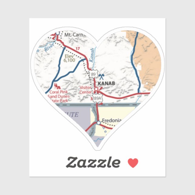 Sticker Carte Kanab Utah (Feuille)