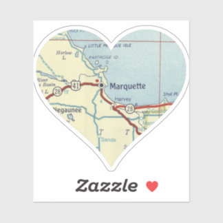 Sticker Carte MI Marquette vintage