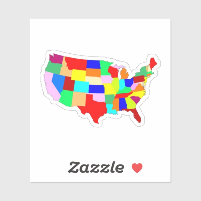 Sticker Carte Patchwork USA (Feuille)