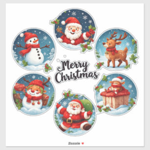 Sticker Carte postale Festive Joyeux Noël