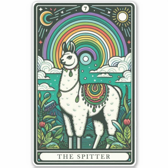 Sticker Carte Tarot Llama Spitter (Devant)
