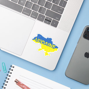 Sticker Carte ukrainienne en bleu et jaune. Ukraine