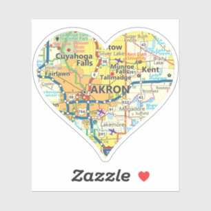 Sticker Carte Vintage Akron Ohio