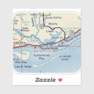Sticker Carte Vintage Apalachicola FL