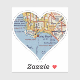 Sticker Carte Vintage de Long Beach CA
