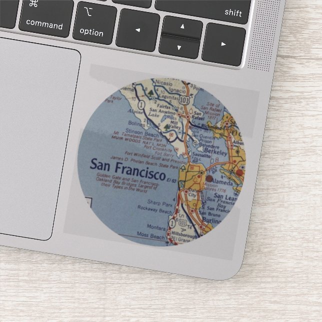 Sticker Carte Vintage de San Francisco (Détail)
