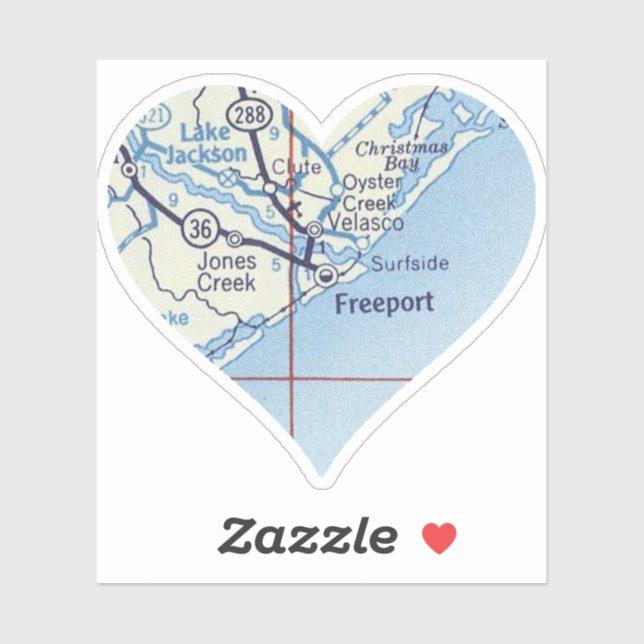 Sticker Carte Vintage Freeport Texas (Feuille)
