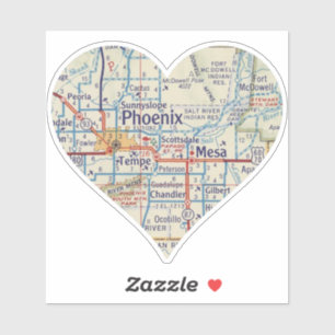 Sticker Carte Vintage Heart Phoenix AZ
